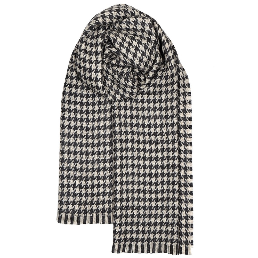 Coco + Carmen Black and White Houndstooth Scarf large soft and warm